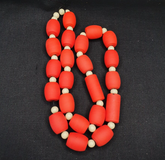 Wunderschöne rote, runde, wunderschöne Glasperlen-Langstrang-Halskette